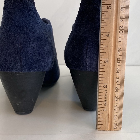 Dr Scholls Women Blue Leather Suede Lace Up Oxford-Like Healed Shoes - Booties - Picture 11 of 12